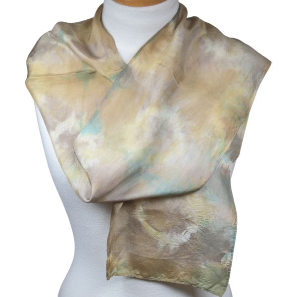 Hand-dyed Shibori Silk Scarf - Pomegranate